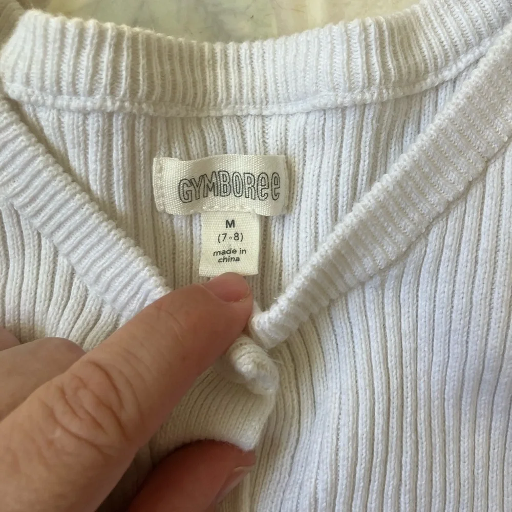 Gymboree White Ribbed Girl's Cardigan size 7/8